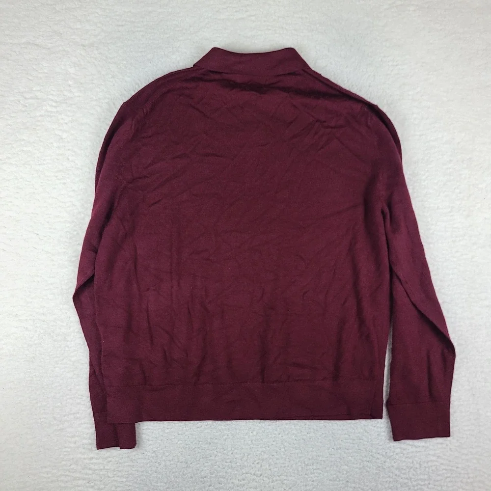 Banana Republic Polo Sweater Mens XL Burgundy Red Merino Wool Sweatshirt NWT NEW